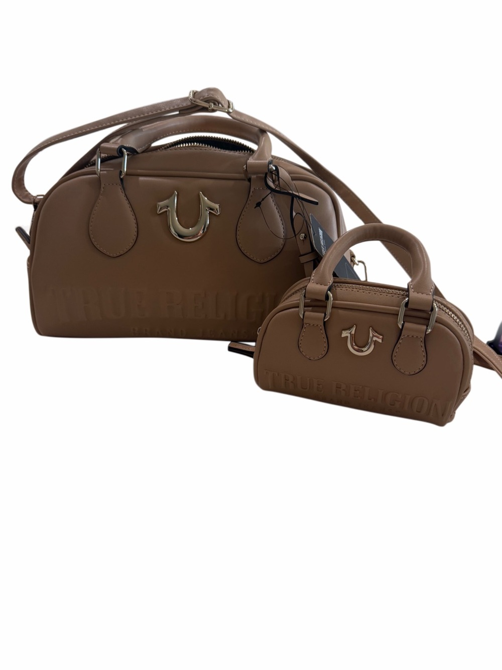 True Religion Tan Satchel with Silver Hardware